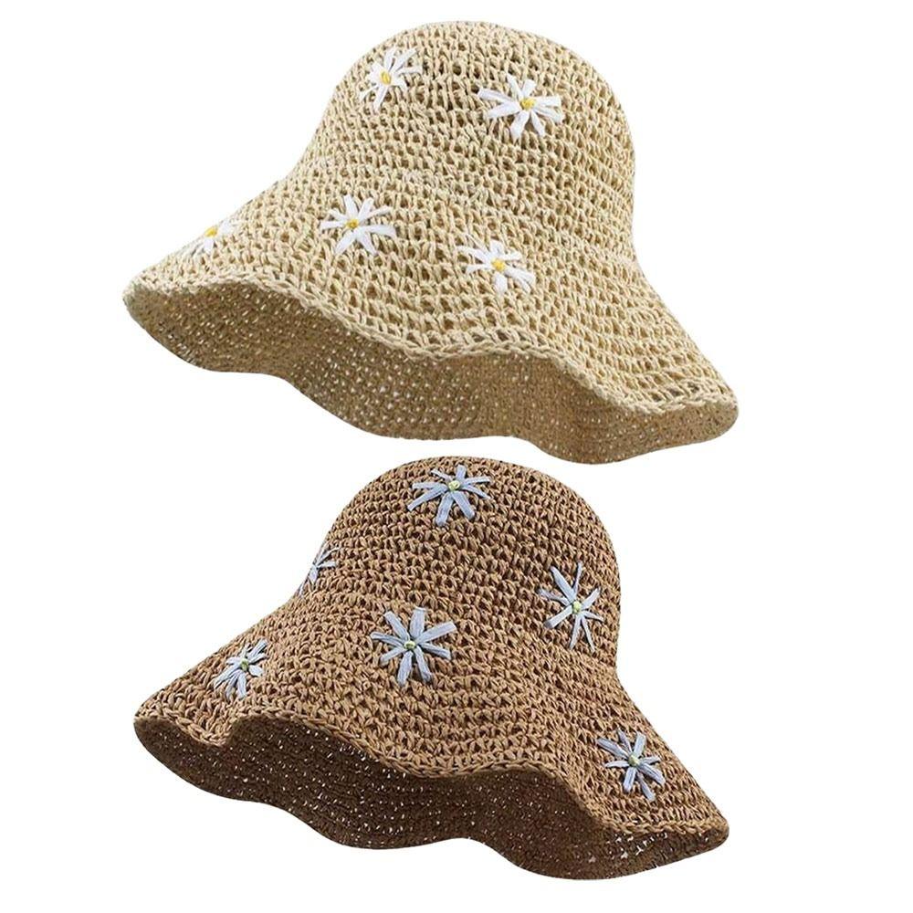 Summer Beach Sun Hat Straw Basin Hat Fashion Fisherman Cap for Women