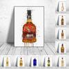 New Fashion Graffiti Art Whisky Rum Bottle Color Poster Bar Wall Art Canvas Painting Living Room Kitchen Home Decoration Mural No Frame