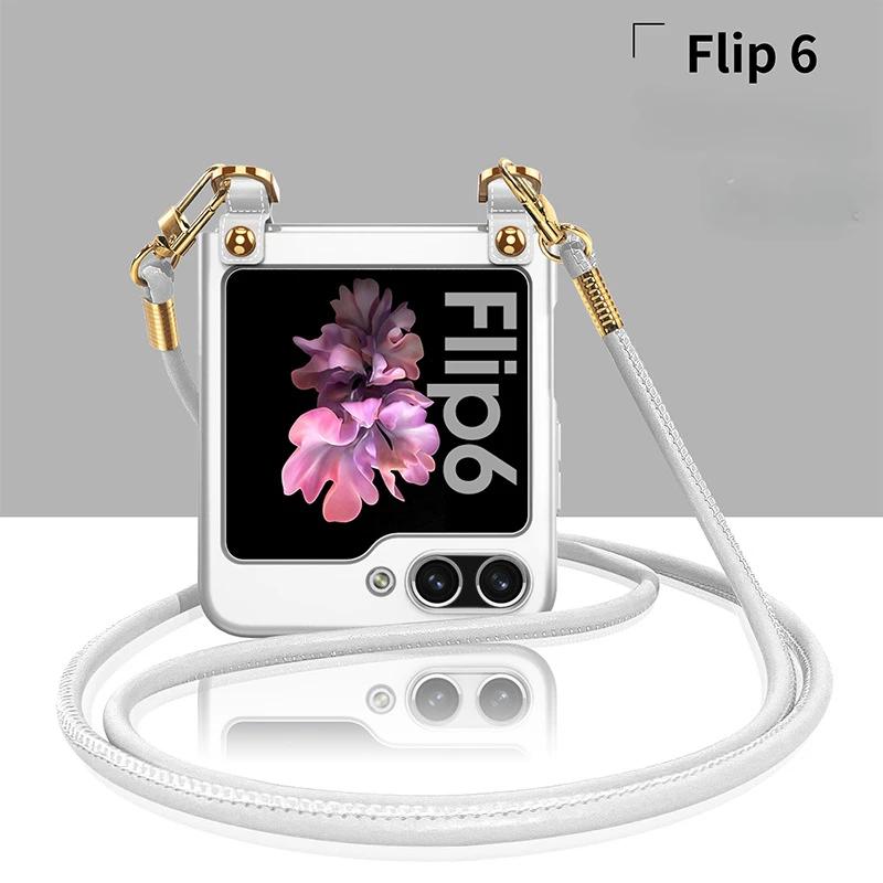 Пластиковый чехол-кроссбоди для телефона Galaxy Z Flip 6 для Samsung Galaxy Z Flip 6 5 Flip6 Flip5 5G Защитный противоударный чехол