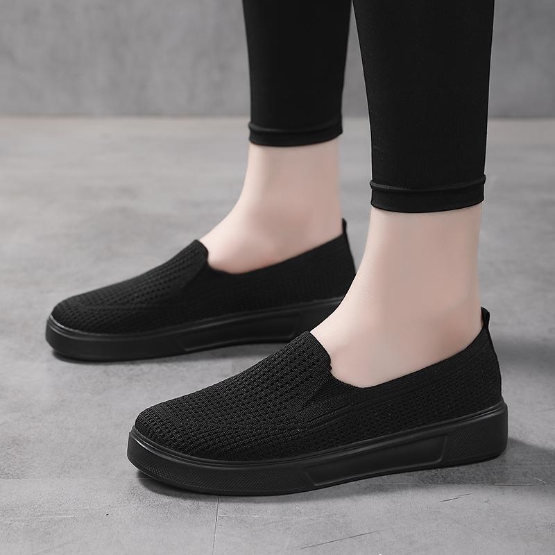 Women's Black White Loafers Driving Shoes Comfort Casual Slip On Walking Minimalist Breathable Moccasins for Mother