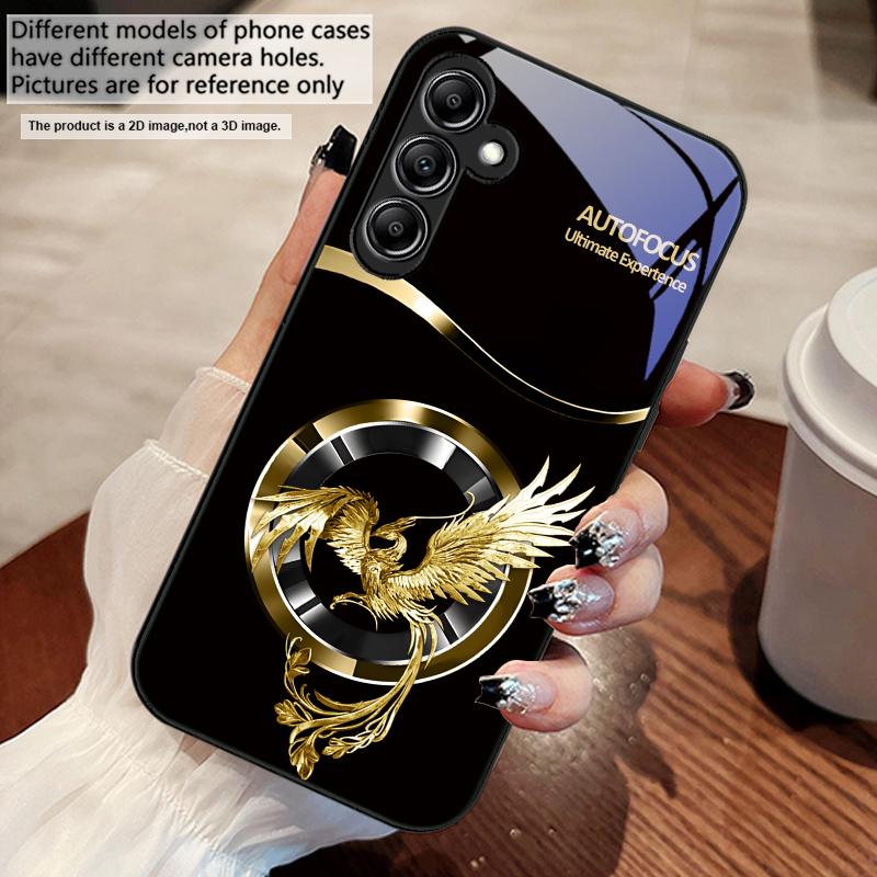 Красивый розовый феникс для Samsung A73 72 71 A70 56 55 54 A53 52 51 A50 42 A35 A34 33 32 31 26 25 24 23 22 30 стеклянный чехол для телефона