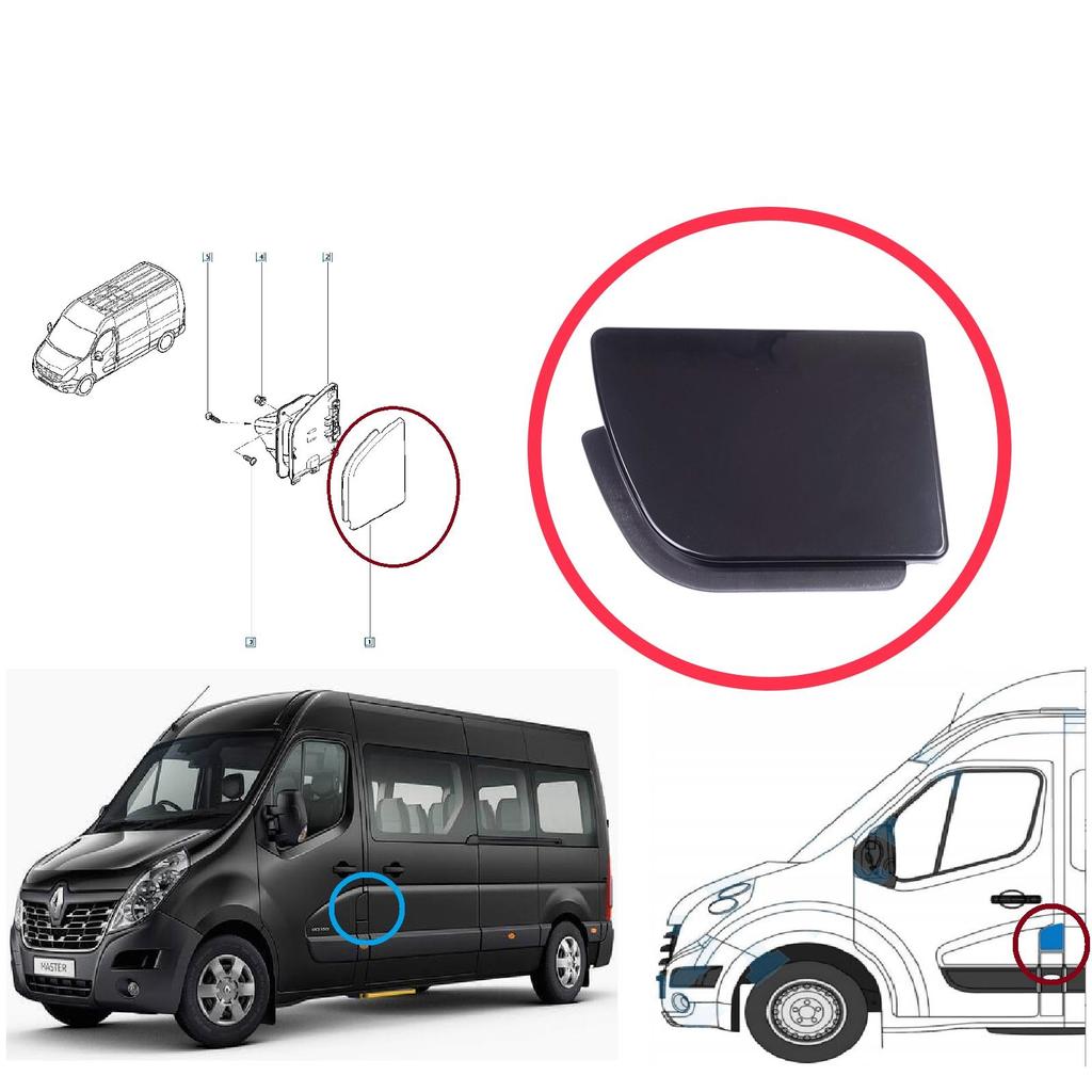 ESP1197 Крышка лючка бензобака левая черная для Renault Master MK3 Opel Movano B NV400 X62 788300019R