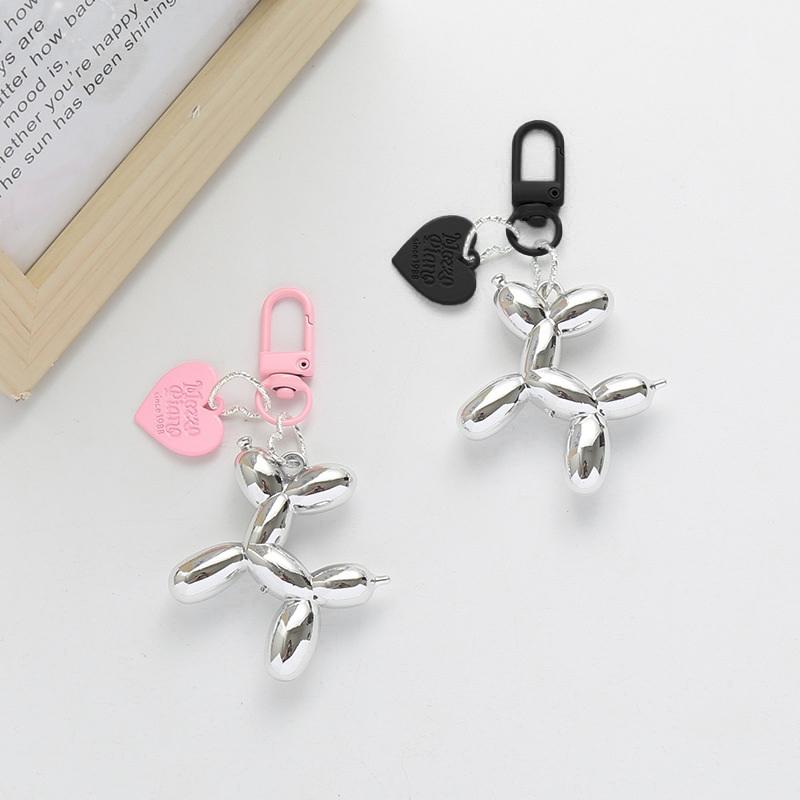 Брелок для ключей в стиле панк-сердце с воздушным шаром и собакой, брелки для женщин, сумка, подвеска, ювелирное изделие, брелок для ключей для девочек, брелок для ключей от машины, брелок для ключей