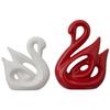 Счастливая пара лебедей, керамические фигурки для украшения дома (Набор из 2 предметов, большой, белый и красный)