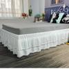White Elegant Embroidery Craft Wrap Around Crochet Ruffles Lace Bed Skirt with Adjustable Belts-Room Decor-15 Inch High