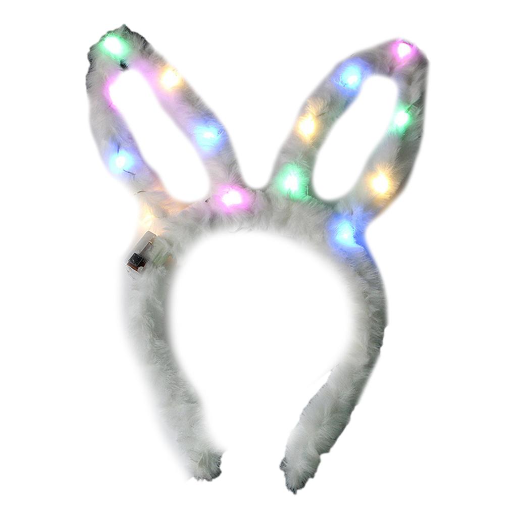 Lovely LED Rabbit Ear Headband New Year Party Flashing Light Plush Hairhoop Carnival Party Headwear RaveProps Headdress