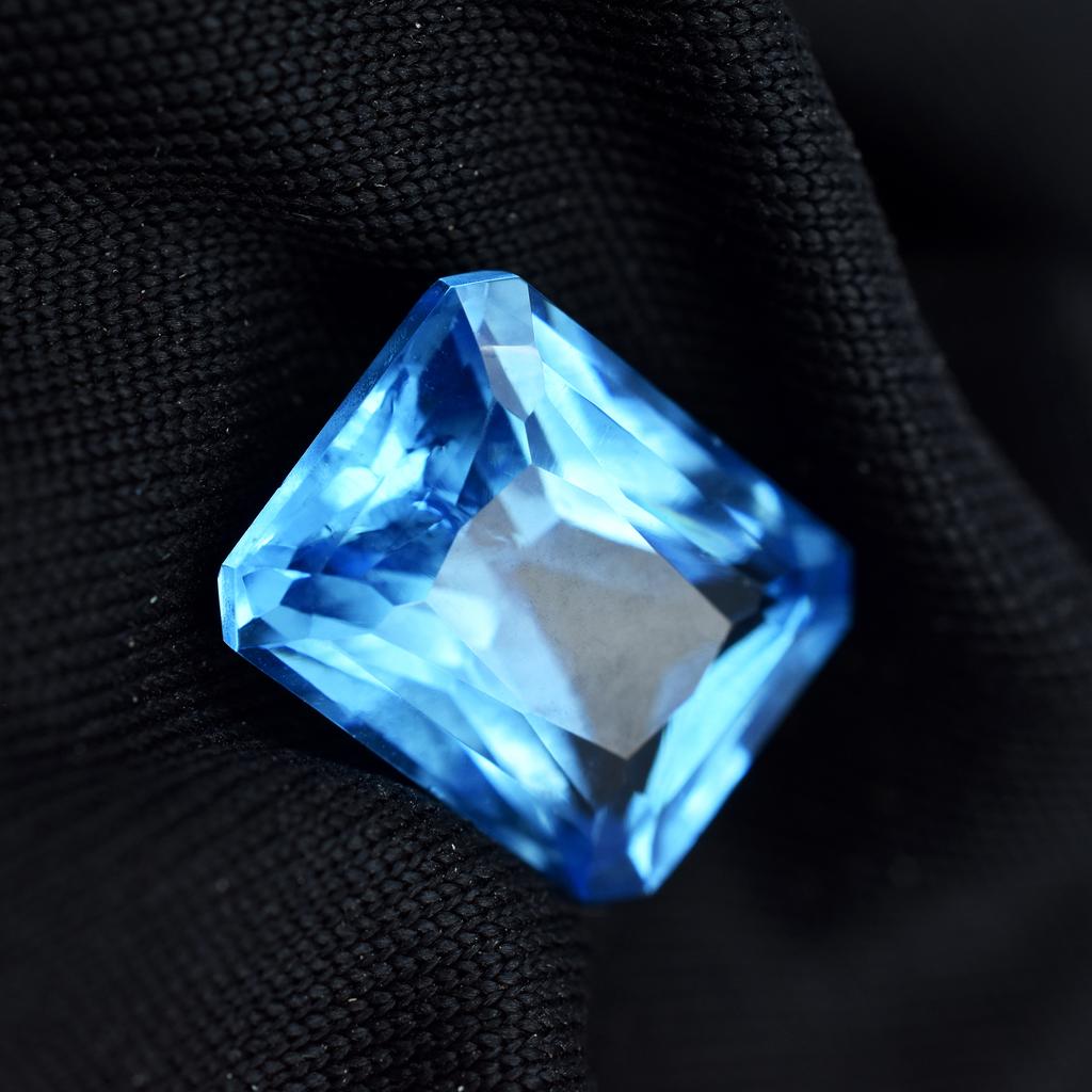 9.70 карат Натуральный сапфир СЕРТИФИЦИРОВАННЫЙ драгоценный камень Изумрудная огранка Светло-голубой Для размера кольца AR-561