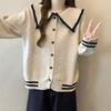 Осень и зима новый большой размер толстый мм контрастный цвет кукольный воротник омолаживающий вязаный свитер омолаживающий шикарный базовый свитер универсальный