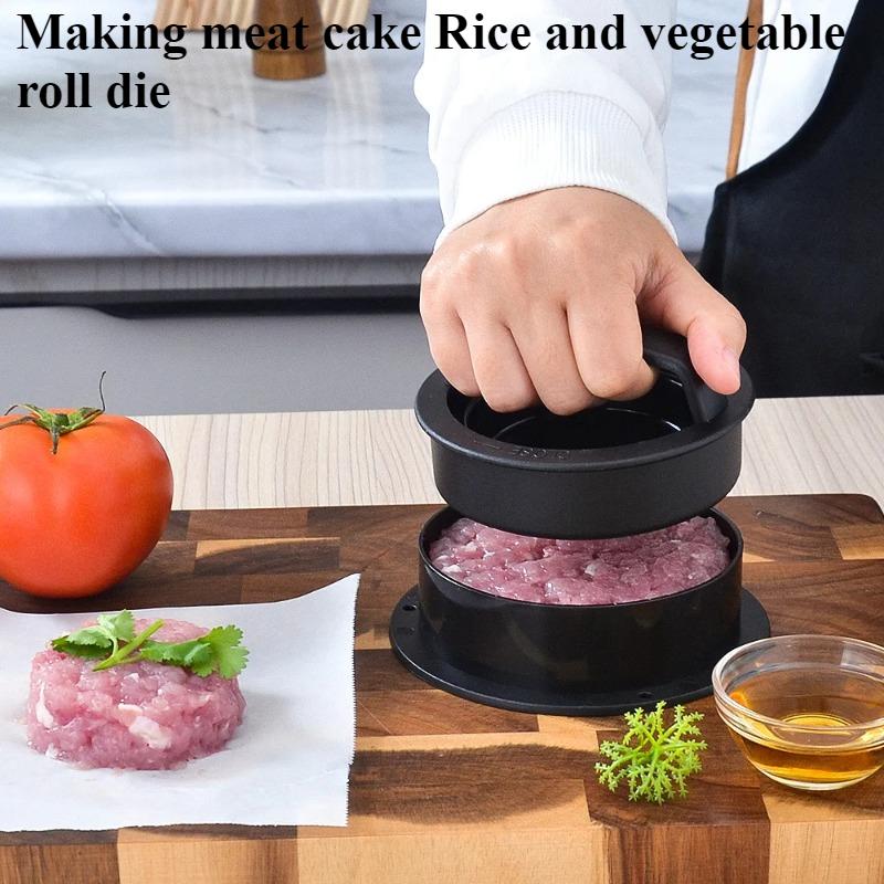 3 In 1 Round Shape Non-Stick Stuffed Hamburger Mold Beef Veggie Hamburger Meat Press Making Meat Presses Blotting Oil Paper