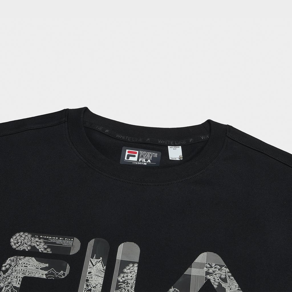 Fila Классическое наследие Удобная модная однотонная футболка с длинным рукавом Мужские топы F11M538201F-BK