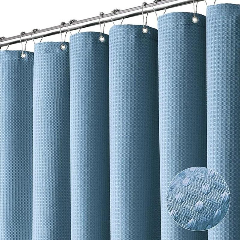 1pc Waterproof Shower Curtain Plain Waffle Mildew-proof Shower Curtain Bathroom Partition Curtain Home Living Room Decoration