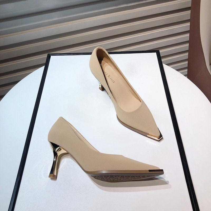 Осенняя женская обувь на высоком каблуке, туфли-лодочки, новая мода, универсальная обувь с металлическими шипами и неглубоким носком, профессиональная обувь, одиночные туфли