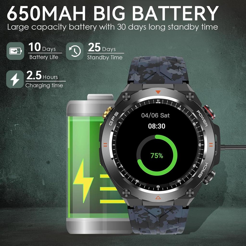 SACOSDING GPS Track Мужские умные часы Компас Высота Давление Спорт Фитнес Bluetooth Talk Умный браслет 650 мАч Длительный срок службы 2024 Новинка