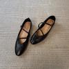 Sheepskin Version~ Minimalist Row Style Round Head Flat Sole Shoes Cross Strap Mary Jane Shoes Temperament Ballet Shoes Women