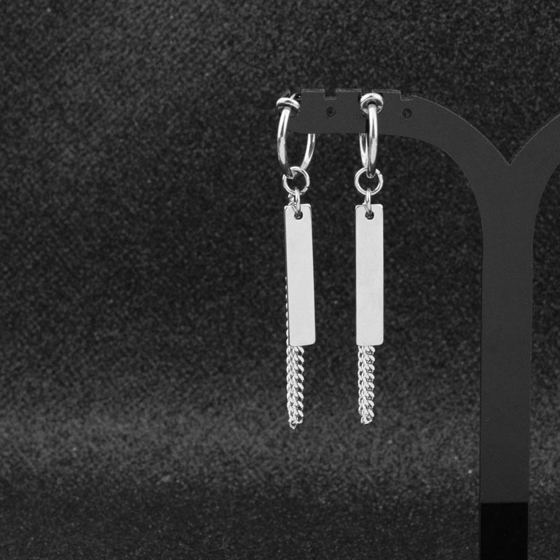 Серьги из титановой стали Тянь Цзунго длинные с бахромой гвоздики для мужчин и женщин холодный стиль серьги-цепочки из нержавеющей стали ювелирные изделия