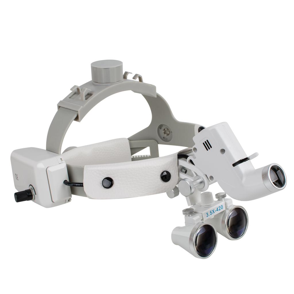 3.5X-420 Optical Dental Binocular Loupes Glasses Head Band Magnifier with LED Light
