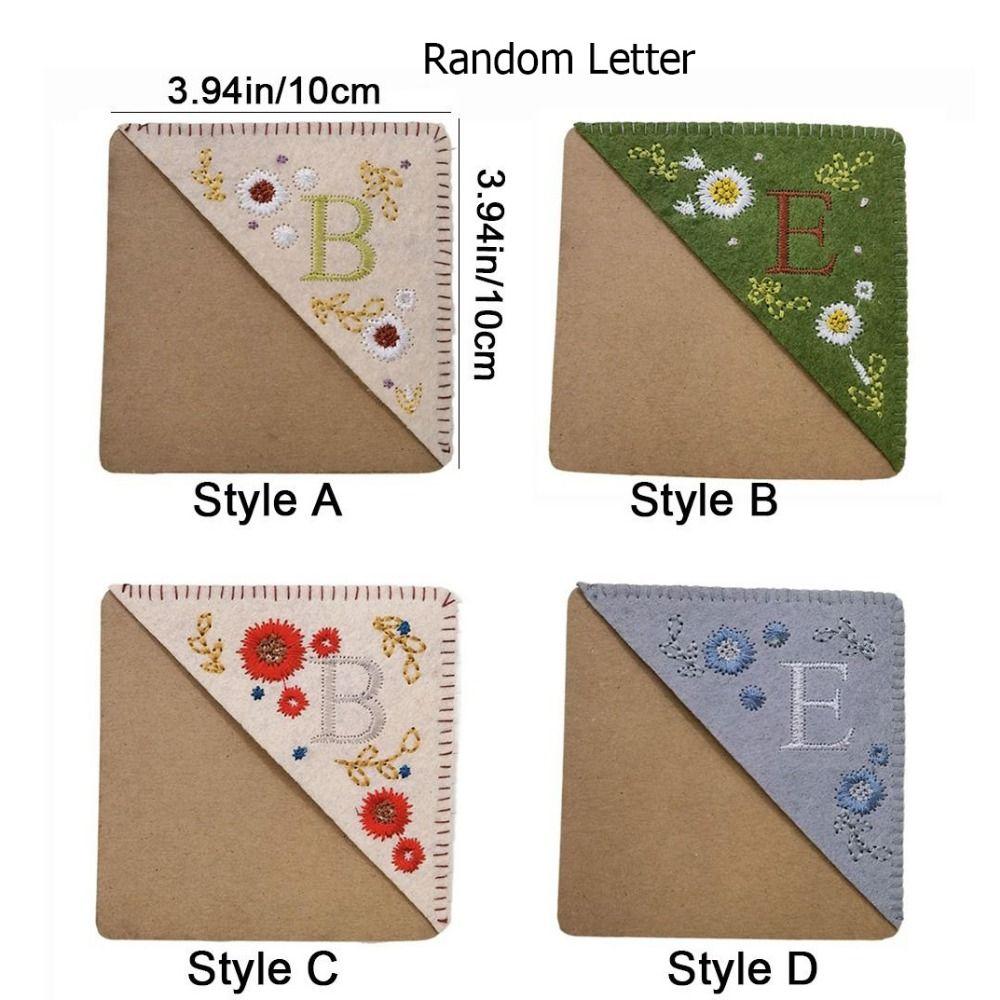 4Pcs Four Seasons Hand Embroidered Corner Bookmark Handmade Triangle Label Bookmarks for Girls Ages