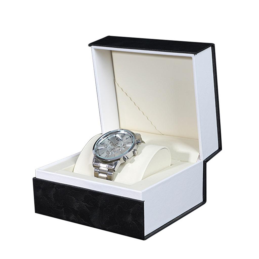 New PU Leather Threaded Square Watch Box Single Watch Case Portable Travel Watch Storage Box Scratch-Resistant Gift Watch Box