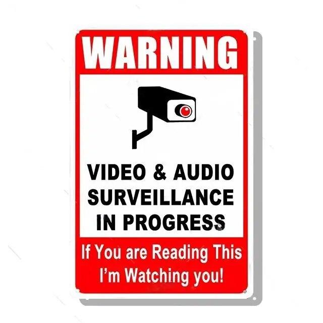 Metal Tin Signs Decor Warning 24 Hour Video Posters Surveillance Private Property No Trespassing Outdoor Indoor Wall Decor
