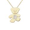 Children's Pendant - LÉA &; ARTHUR - TEDDY BEAR - Yellow Gold Plated - Letter R 925 Silver - Girl