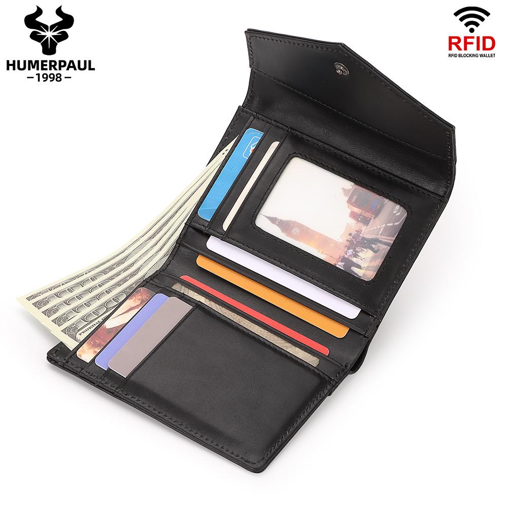 Humerpaul Женский кошелек из натуральной кожи с RFID-размахом и слотом для нескольких карт, тонкий держатель для карт