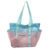Dopamine Color Block Mesh Beach Bag – Large Capacity Travel and Swim Tote