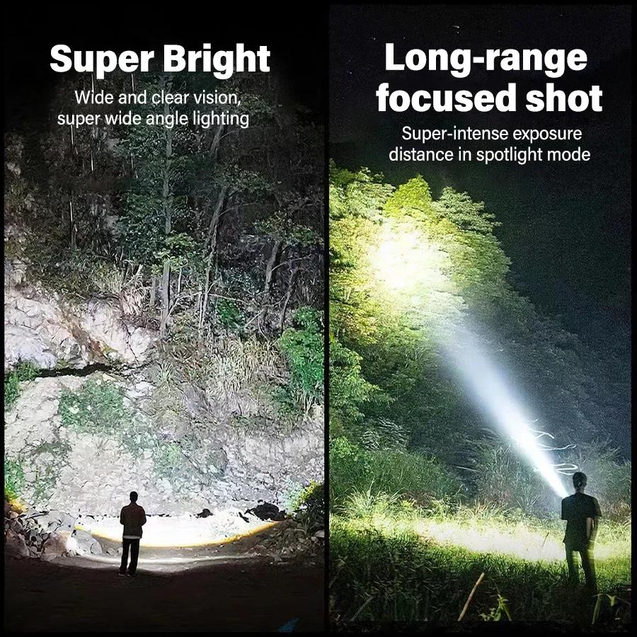 XHP50 LED Ultra Bright Flashlight Tactical Zoom Torch Light Built-in 2000MaH  USB Rechargeable Waterproof Lamp Portable Lantern