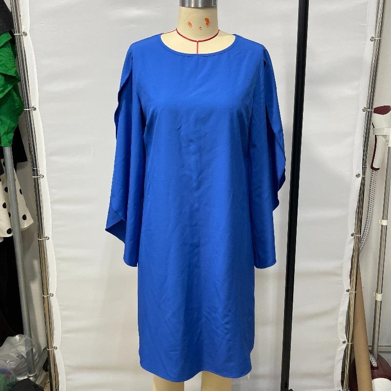 Летнее круглое шея накидка с коротким рукавом свободные женские повседневные платья элегантное синее платье больших размеров для женщин модное винтажное однотонное женское короткое платье 25913