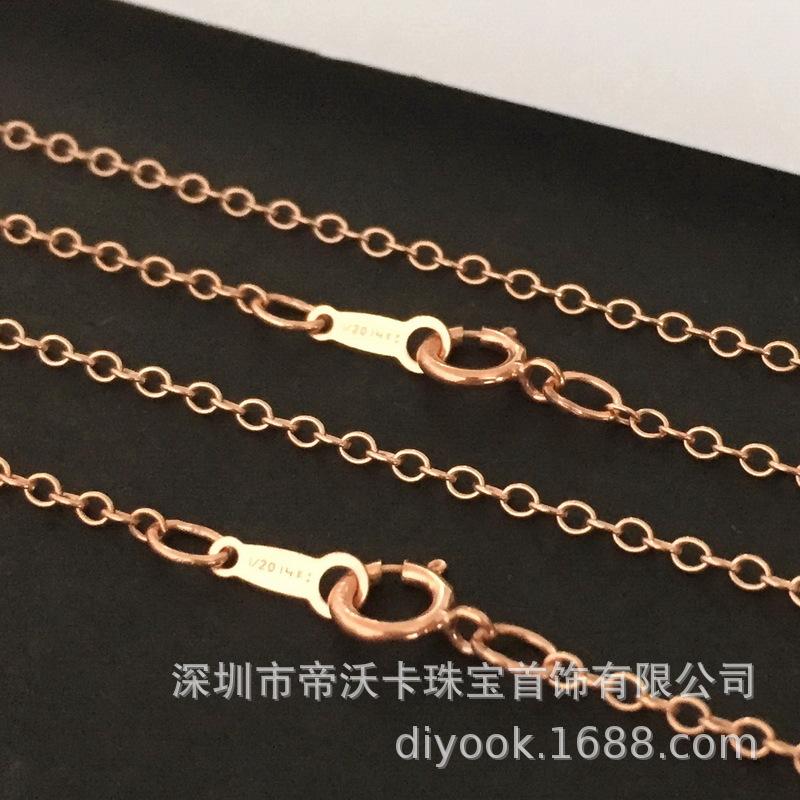 Розовое золото 14K Покрытие 1,6 мм Ожерелье с Круглой Проволокой Цепь-Крест и Позолоченным O-Кольцом - Аксессуар для DIY