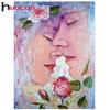Huacan diy Алмазная вышивка романтическая пара 5D алмазная живопись вышивка крестиком цветок любовник полный круглый набор сверл декор для спальни