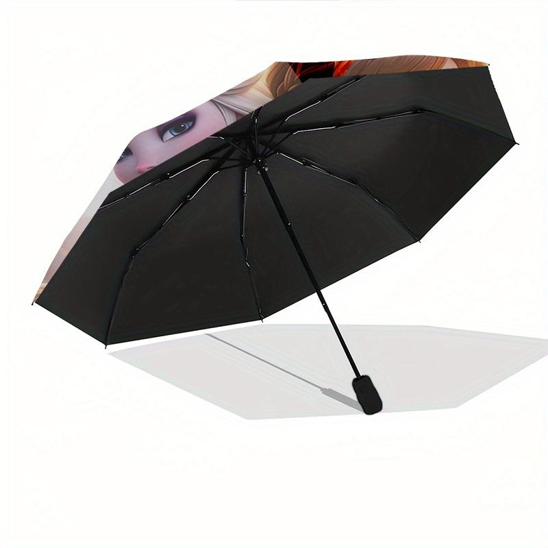 Elsa,Anna Automatic Opening and Closing Umbrella - 8-rib Folding Design, Lightweight and Portable, Suitable for Daily Business Use, Pocket-f