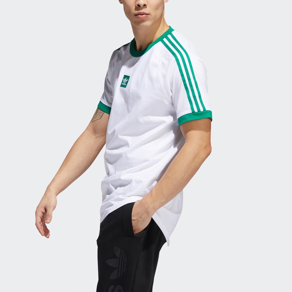 adidas Оригинальная повседневная спортивная футболка с принтом трилистника и коротким рукавом, мужские топы белого цвета EC7376