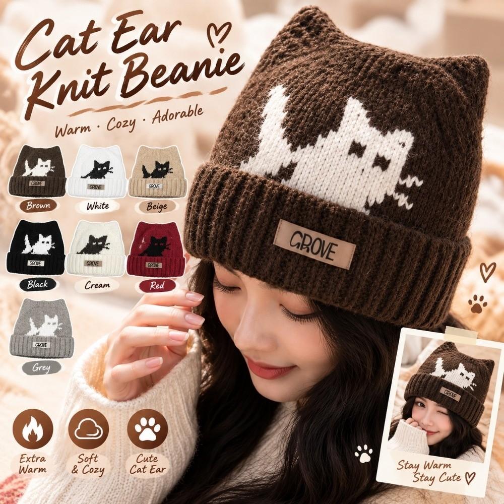 Cat Ear Cat Ear Beanie Elastic Knit Cat Ear Hat New Winter Beanie Casual Outings