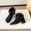 Корейские ретро узкие рукава короткие ботинки детские осенние и зимние новые круглый носок замша толстый каблук короткие ботинки женские