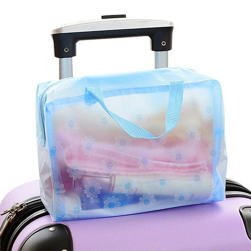 5PCS For Makeup Pouch Compression Travelling Bath Bags 5 Color Waterproof PVC Cosmetic Storage Bag Women Transparent Organizer