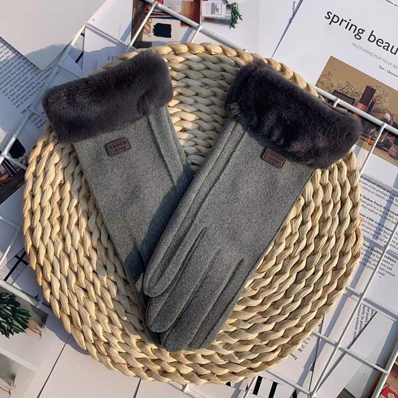 Женские немецкие бархатные термоперчатки, осенние перчатки для путешествий на открытом воздухе в холодную погоду, симпатичные женские перчатки