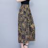 Summer Wide Leg Pants Women Plus Size Loose Vintage Print High Waist Oversize Pants Middle-aged Women's Clothing