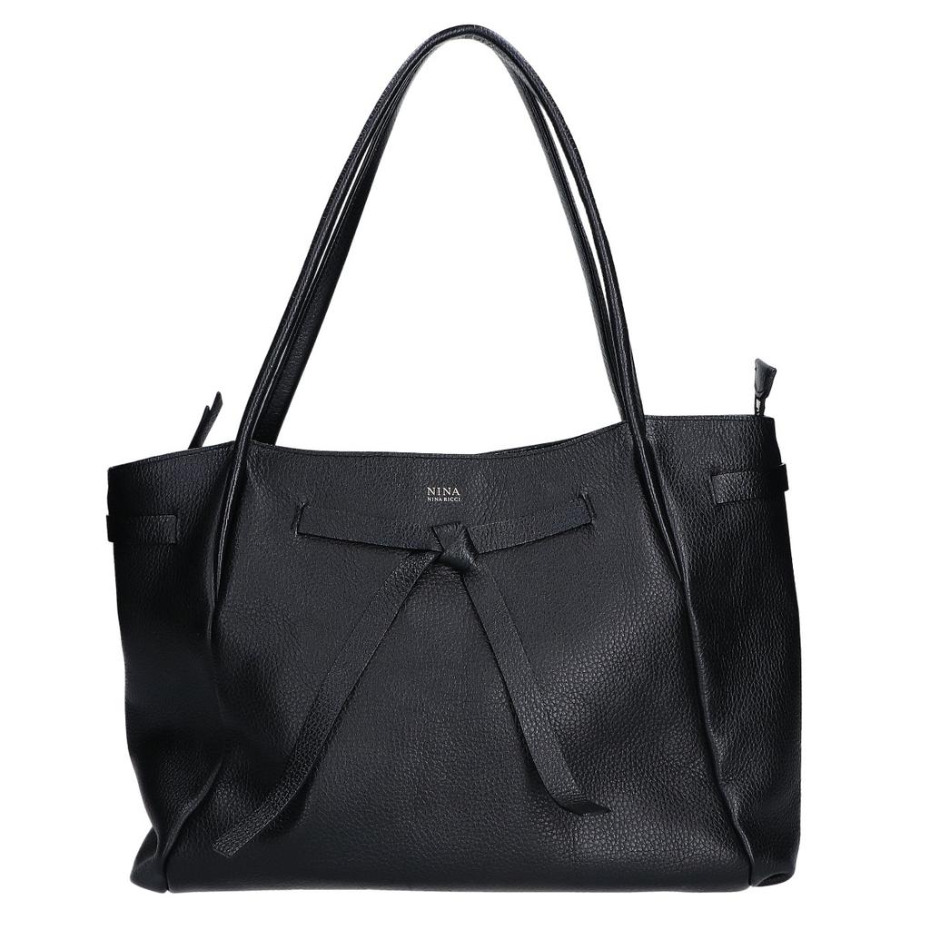 NINA RICCI [Beautiful Condition] Venus Leather Ribbon Tote Bag blackUsed
