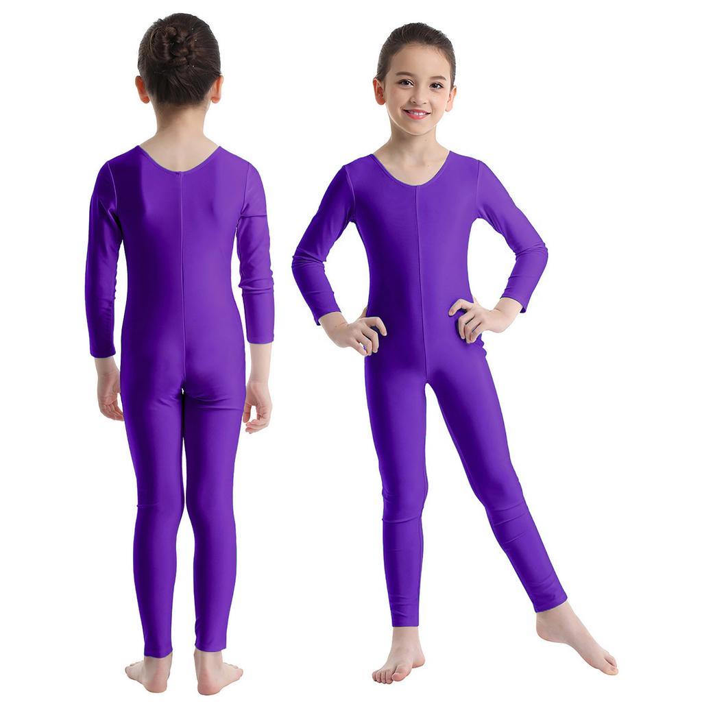Children's Ballet Gymnastics Leotard Dance Costume Girls Long Sleeves Jumpsuit Bodysuit Dancewear Kids Full Body Unitard