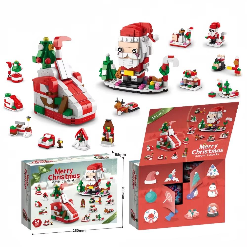 Knew Built Christmas Building Blocks Toys - Веселая игра в коробку с закрытыми дверцами Санта, Рождественская елка, Поезд, Олени - Идеальный подарок для детей