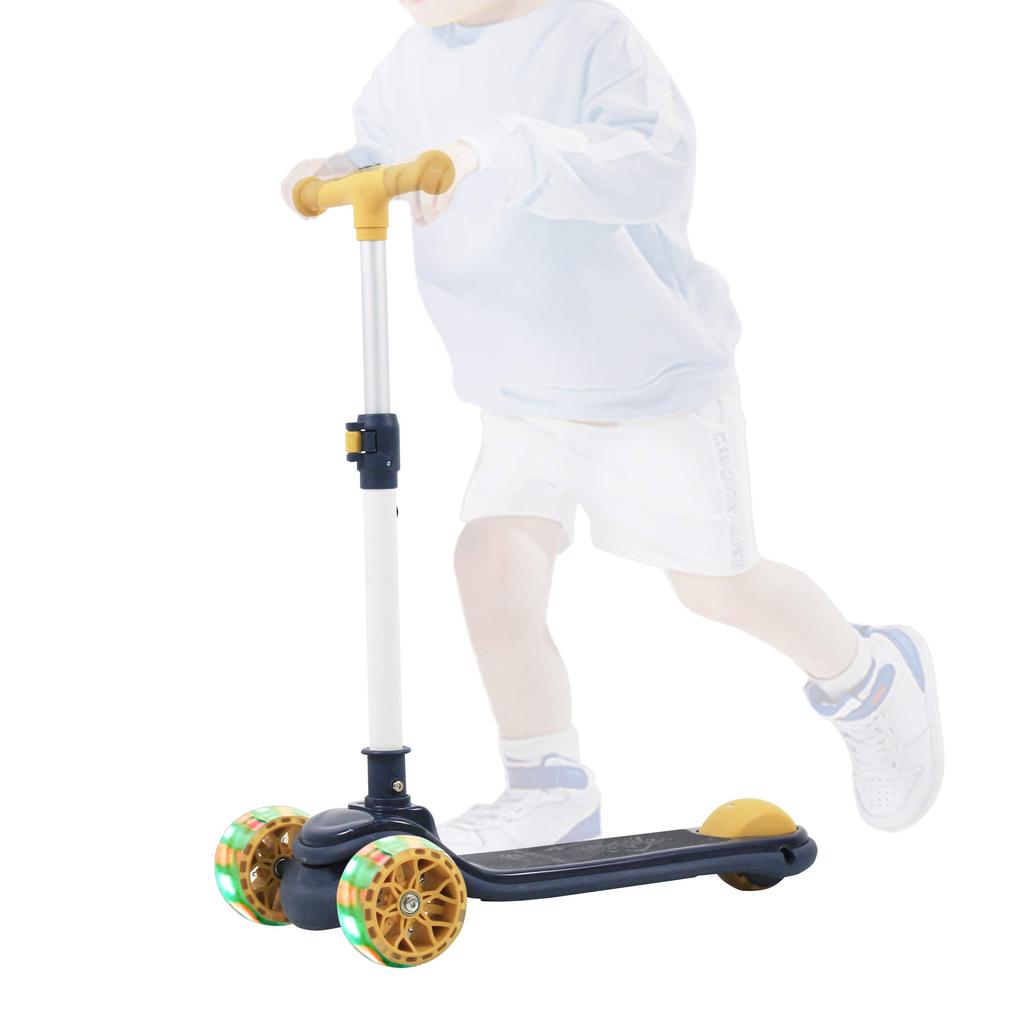 PANTHER SMILE Kick Scooter with LED Tricycle with Easy To Rear Wheel Kick Kick For Toddlers Body Light-up Tires, 3-level Adjustment, 2-way Seat,