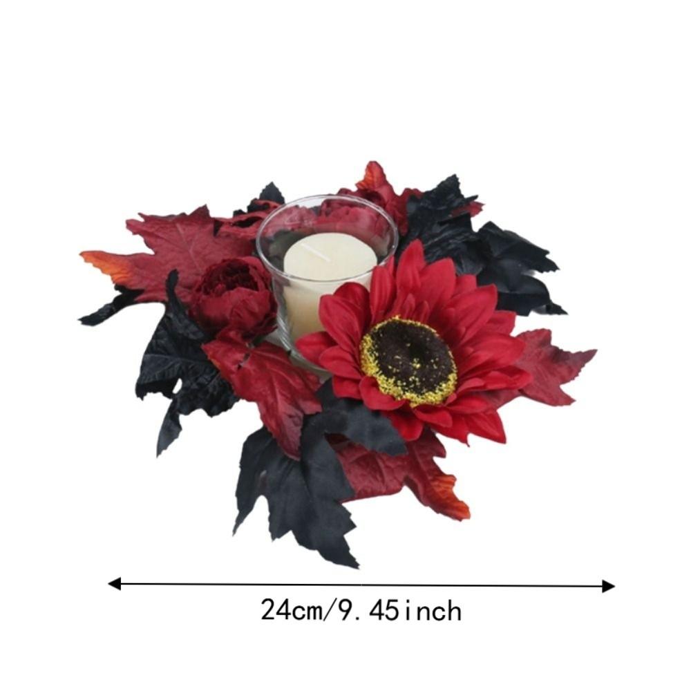Simulated Maple Leaf Halloween Candle Wreath Artificial Wreath Ornament Festival