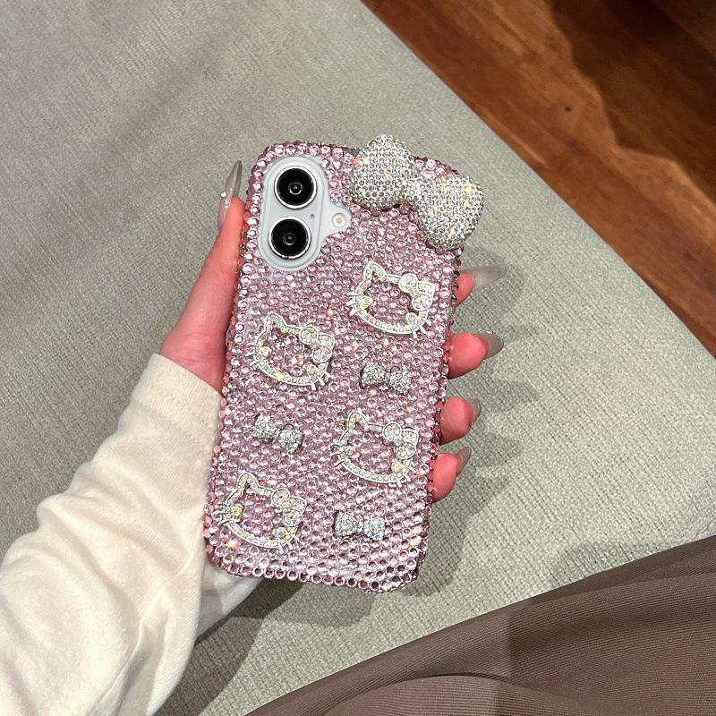 Супер-фея блестящий бриллиант трехмерный кошачий бант для iPhone16promax Apple 15 чехол для мобильного телефона девушка