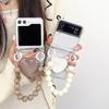Glass Heart-shaped Airbag Holder Phone Case for Samsung Zflip6 Handheld Chain Xlip Flip Folding Screen Ins
