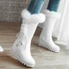 Winter Womens Snow Boots Warm Fur Mid Calf High Boots  Lace-up Female Shoes Female Cute Padded Boots  34-43