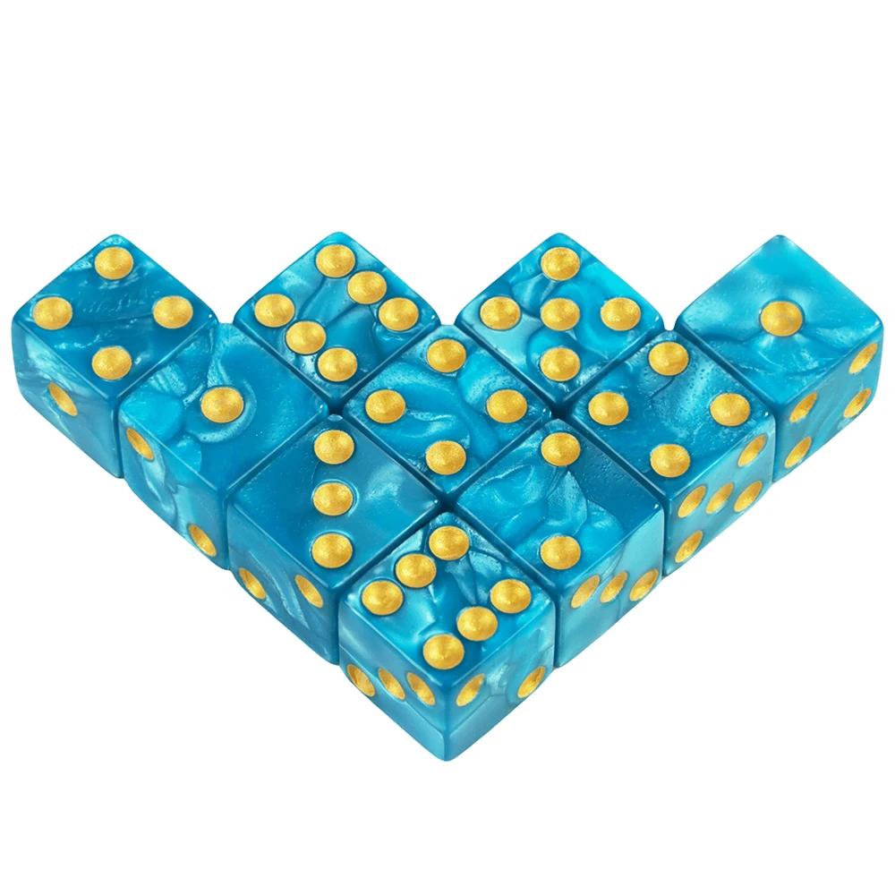 Шестигранные игровые кости 16 мм Мраморный акрил D6 Набор кубиков для DND, RPG, Настольной игры или Обучения математике, Кости с эффектом авантюрина