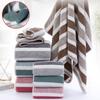 2PCS Bath Towel Striped Pattern Thickened Absorbent Towel Set Soft Face Towel for Home Bathroom Spa Quick Drying Microfiber