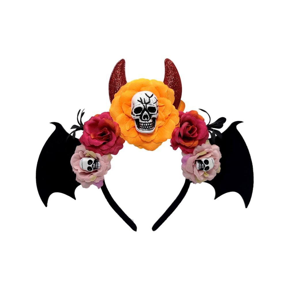 Gothic Halloween Skull Headband Simulation Flowers Day of The Dead Hairband Festive Decorations