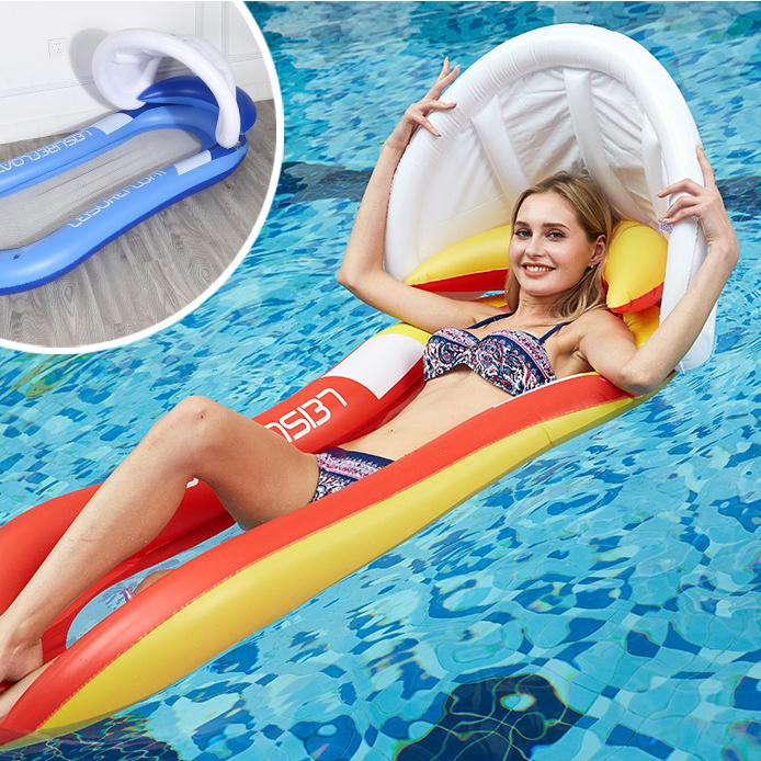 Круг для плавания, летняя надувная плавающая кровать с зонтиком, мультяшная кровать для плавания, складное кресло, уличная водяная кровать, кровать для плавания для взрослых