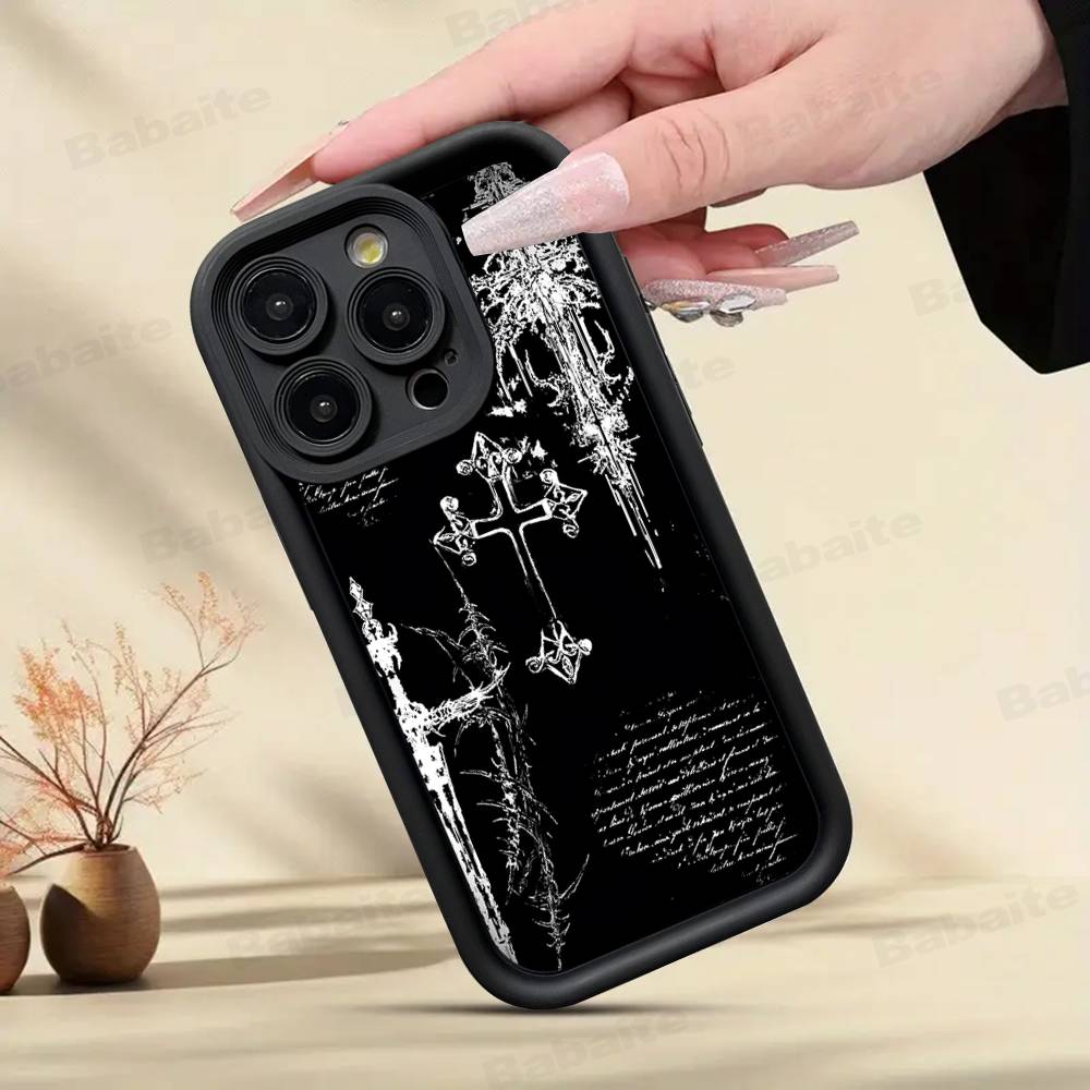 Готический Кибер-Сигил Крест Чехол для Телефона Для iPhone 17 16 15 14 13 12 11 Pro Max 16E Plus INS Мягкий Чехол